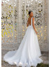 Deep V Neck Ivory Organza Glitter Wedding Dress Deep V Neck Ivory Organza Glitter Wedding Dress